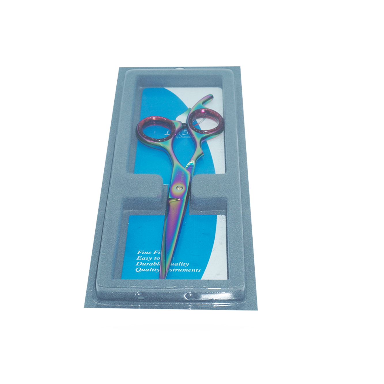 Forbici parrucchiere 14,5 cm iridescenti guarnizione fucsia 1003 - 5