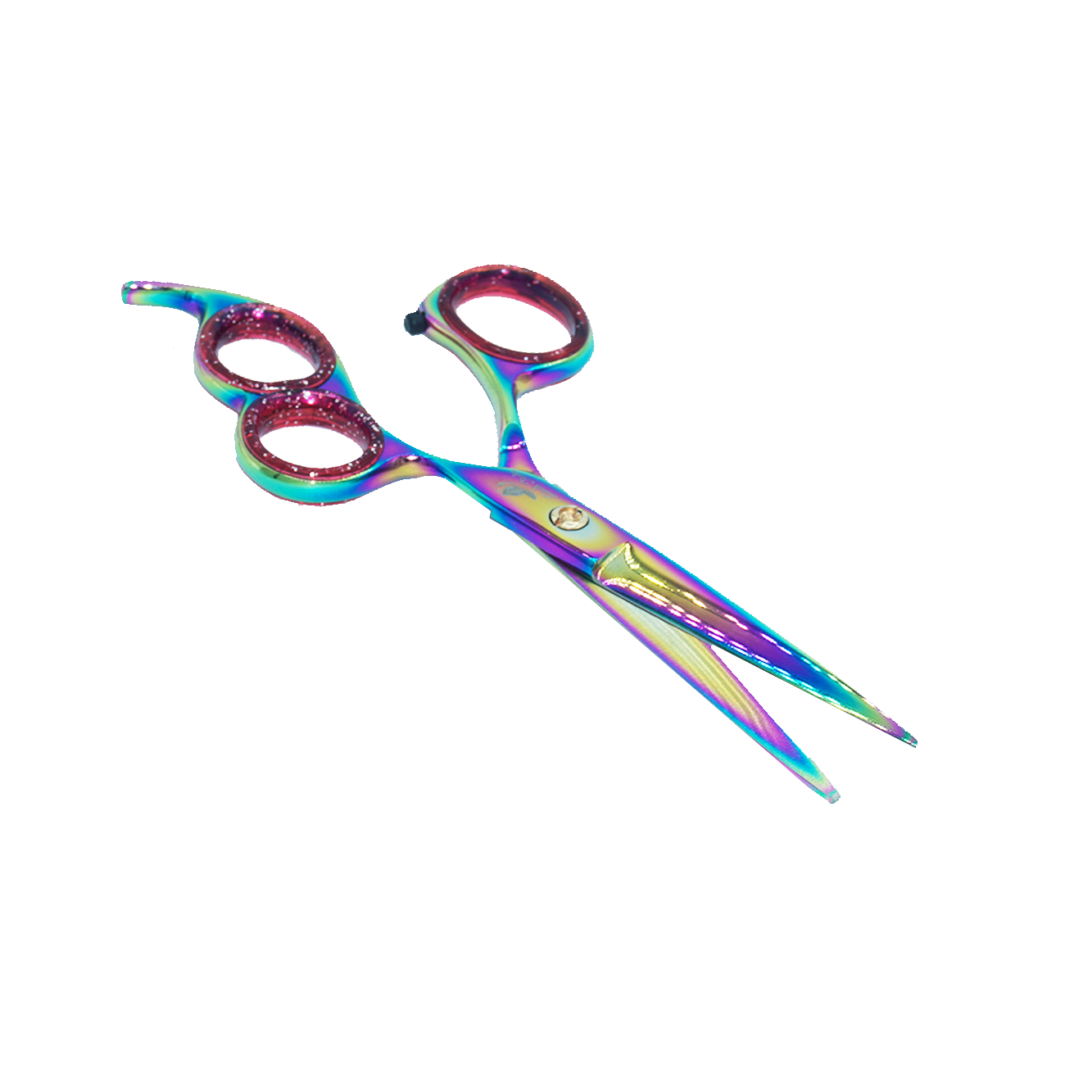 Forbici parrucchiere 14,5 cm iridescenti guarnizione fucsia 3 anelli 1003 - 6