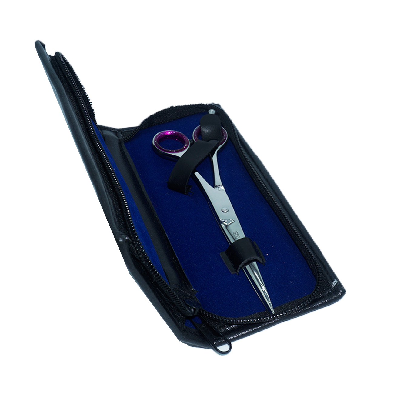 Forbici parrucchiere 16,5 cm guarnizione viola con custodia in pelle 1003 - 13