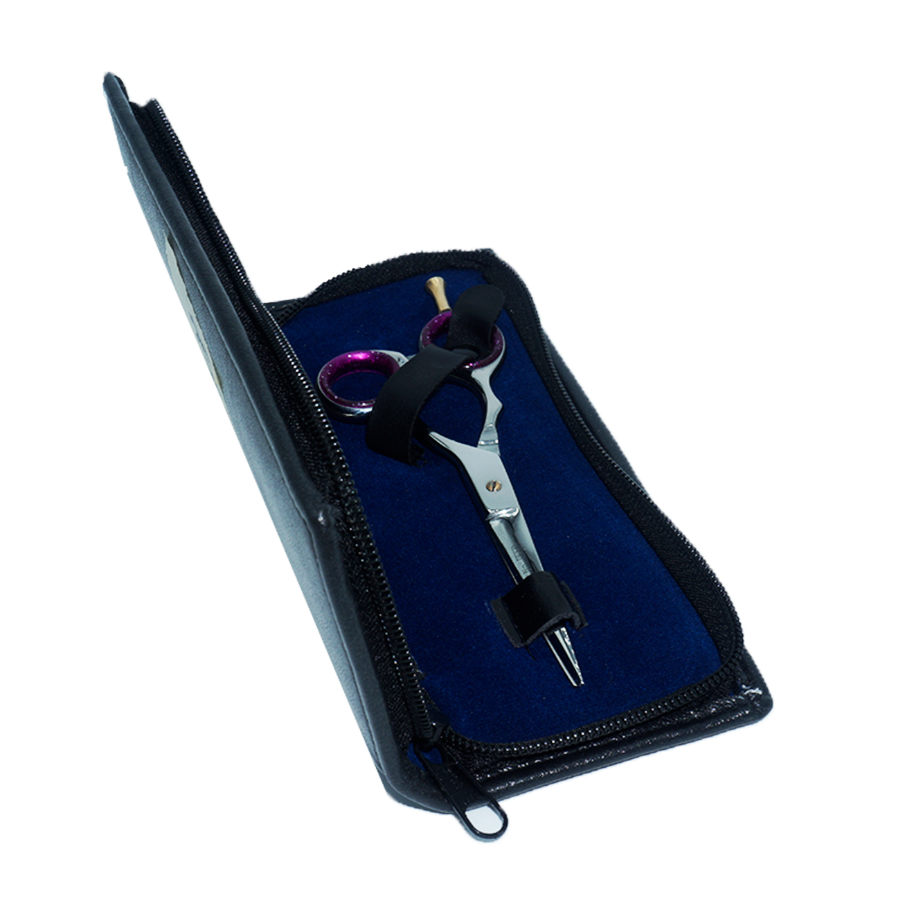 Forbici parrucchiere 16,5 cm guarnizione viola con custodia in pelle 1003 - 14