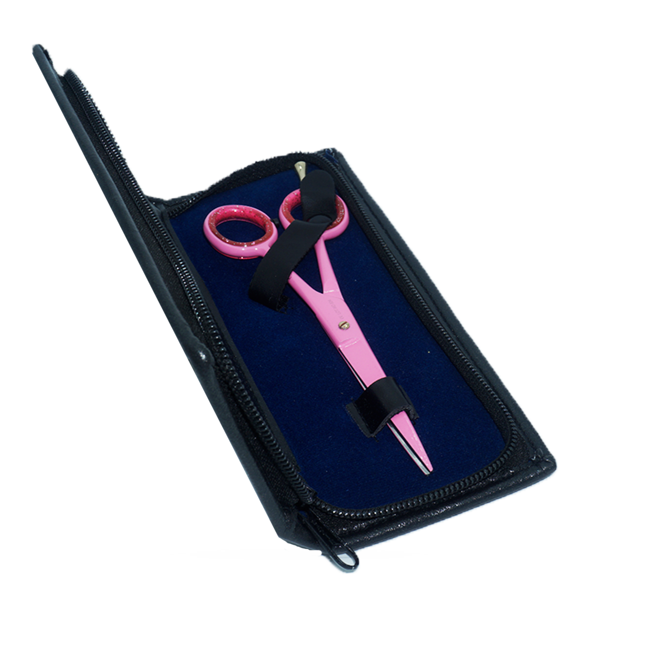 Forbici parrucchiere 16,5 cm smalto rosa con custodia in pelle 1003 - 16