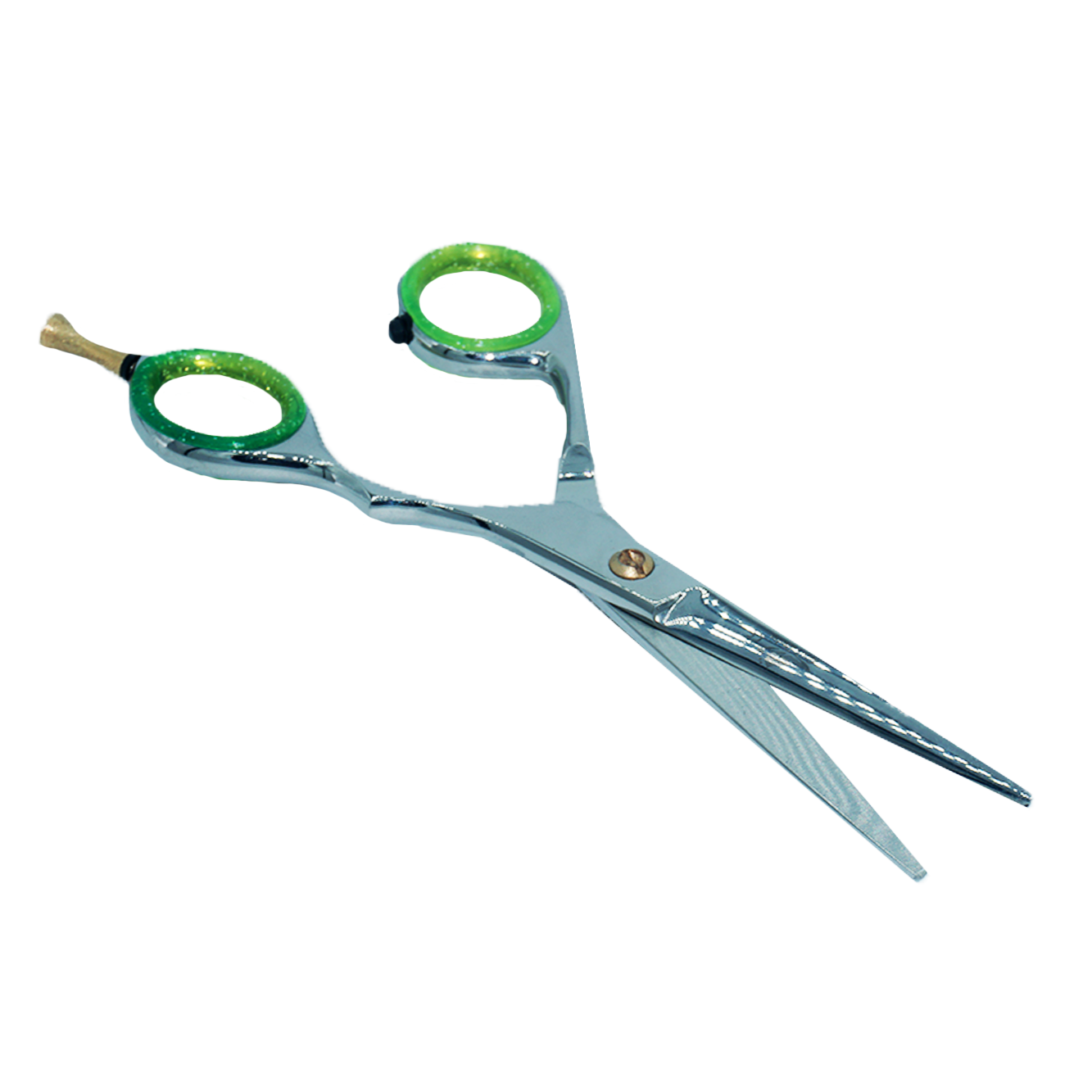 Forbici parrucchiere 16,5 cm guarnizione verde acido con custodia in pelle 1003 - 10